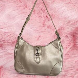 Croft & Barrow Metallic Champagne Curved Adjustable Faux Leather Shoulder Bag